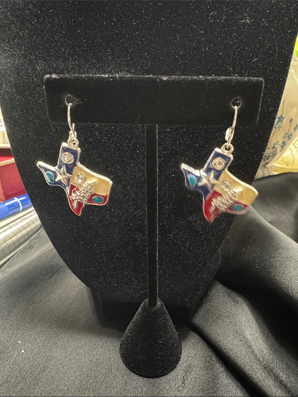 Texas Flag Dangle Earrings with Multicolor Enamel